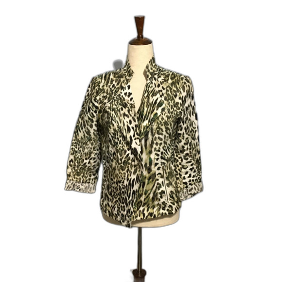 Chico's XS Animal Print Open Jacket, Zip Pockets - Picture 1 of 9